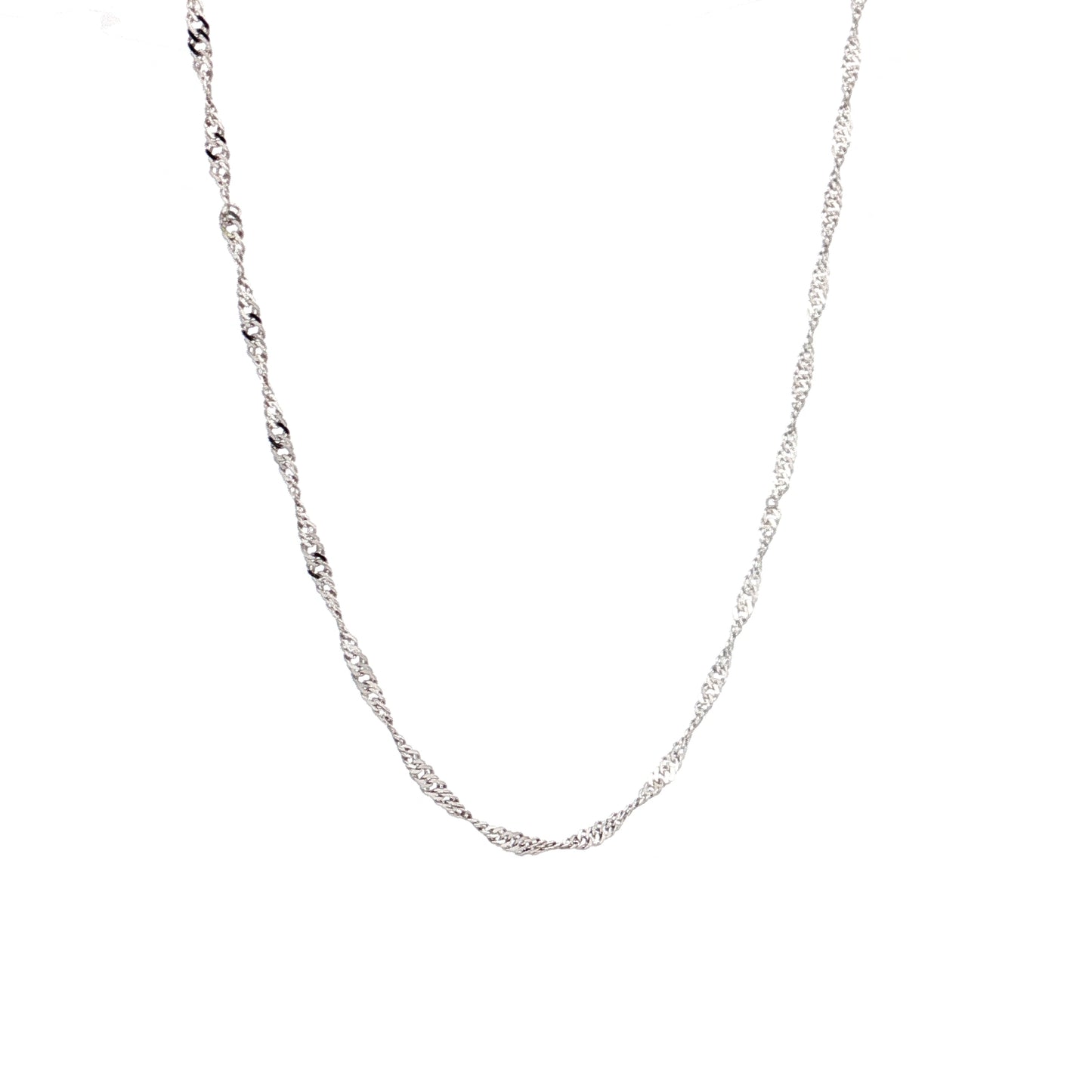 18 Inch Singapore Chain Necklace in 14k White Gold