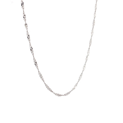 18 Inch Singapore Chain Necklace in 14k White Gold