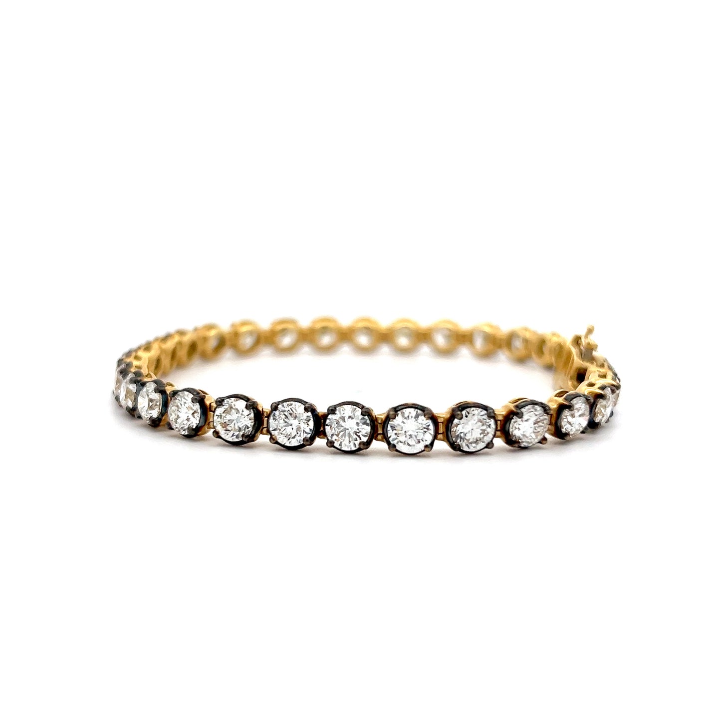 9.55 Diamond Black Rhodium Tennis Bracelet in 18k Yellow Gold