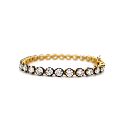 9.55 Diamond Black Rhodium Tennis Bracelet in 18k Yellow Gold