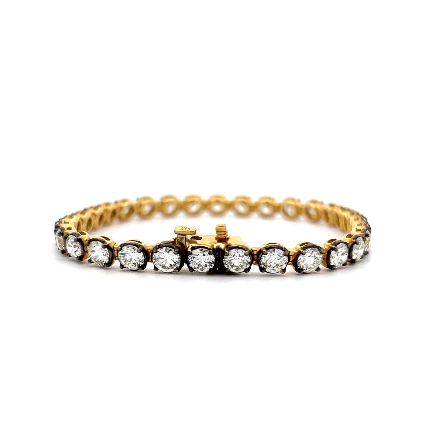 9.55 Diamond Black Rhodium Tennis Bracelet in 18k Yellow Gold