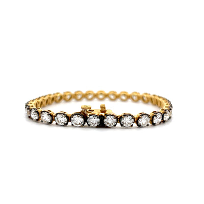 9.55 Diamond Black Rhodium Tennis Bracelet in 18k Yellow Gold