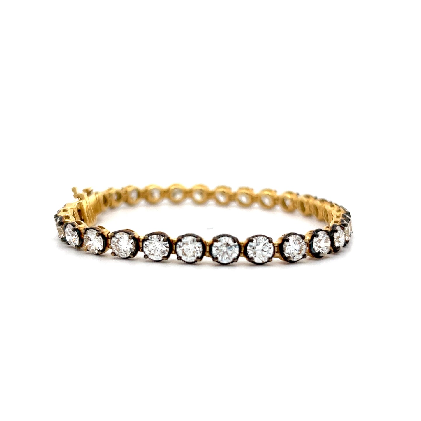 9.55 Diamond Black Rhodium Tennis Bracelet in 18k Yellow Gold
