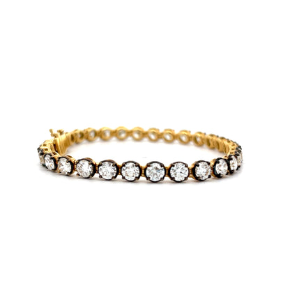 9.55 Diamond Black Rhodium Tennis Bracelet in 18k Yellow Gold