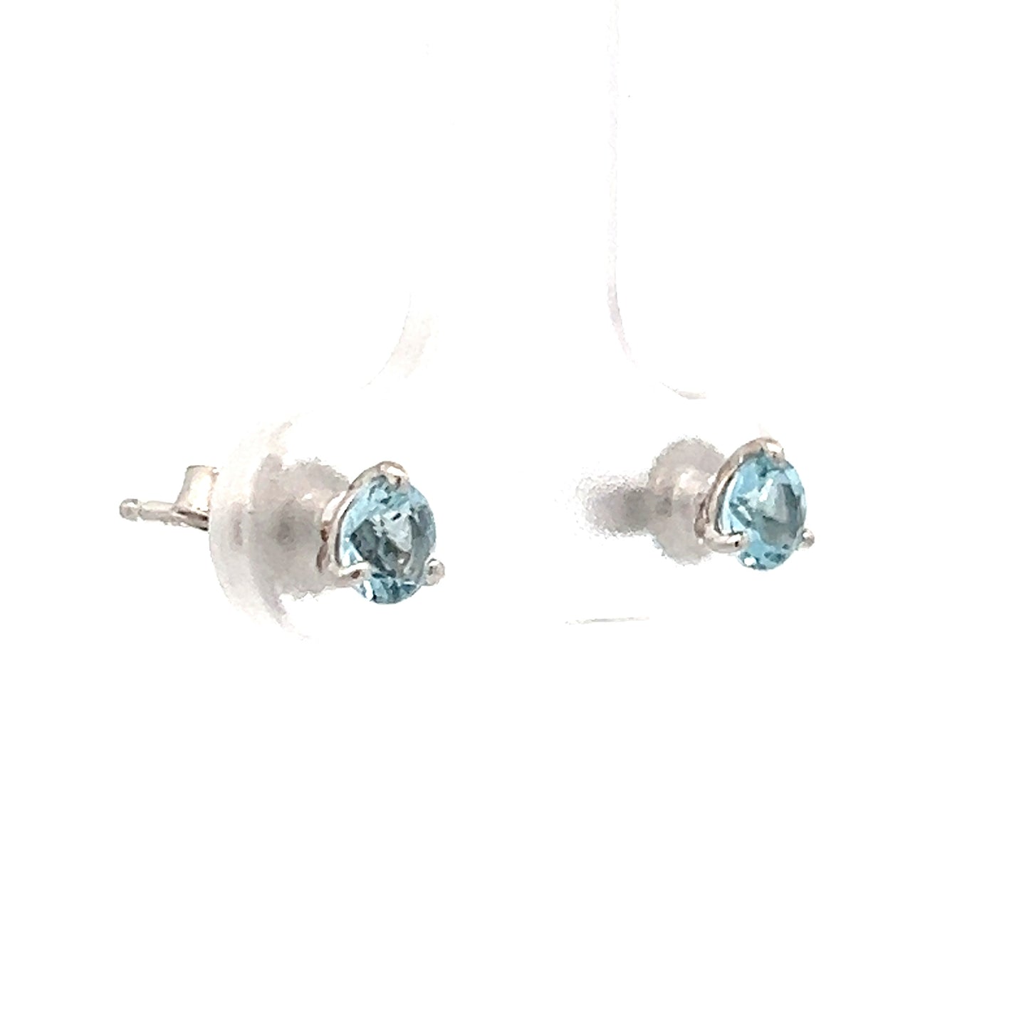 .48 Aquamarine Stud Earrings in 14k White Gold
