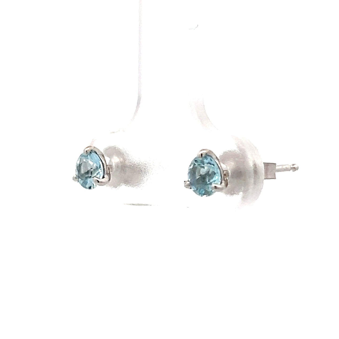 .48 Aquamarine Stud Earrings in 14k White Gold