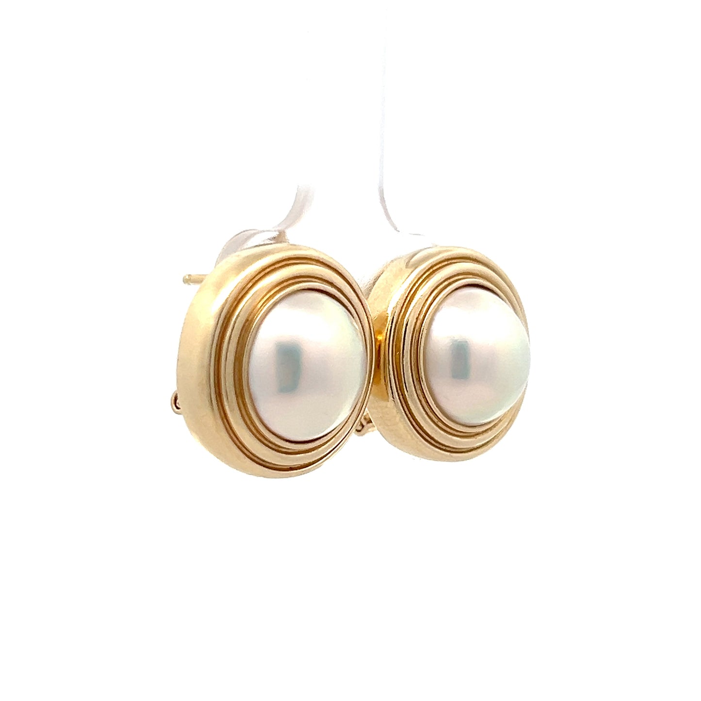 Mabe Pearl Stud Earrings in 14k Yellow Gold