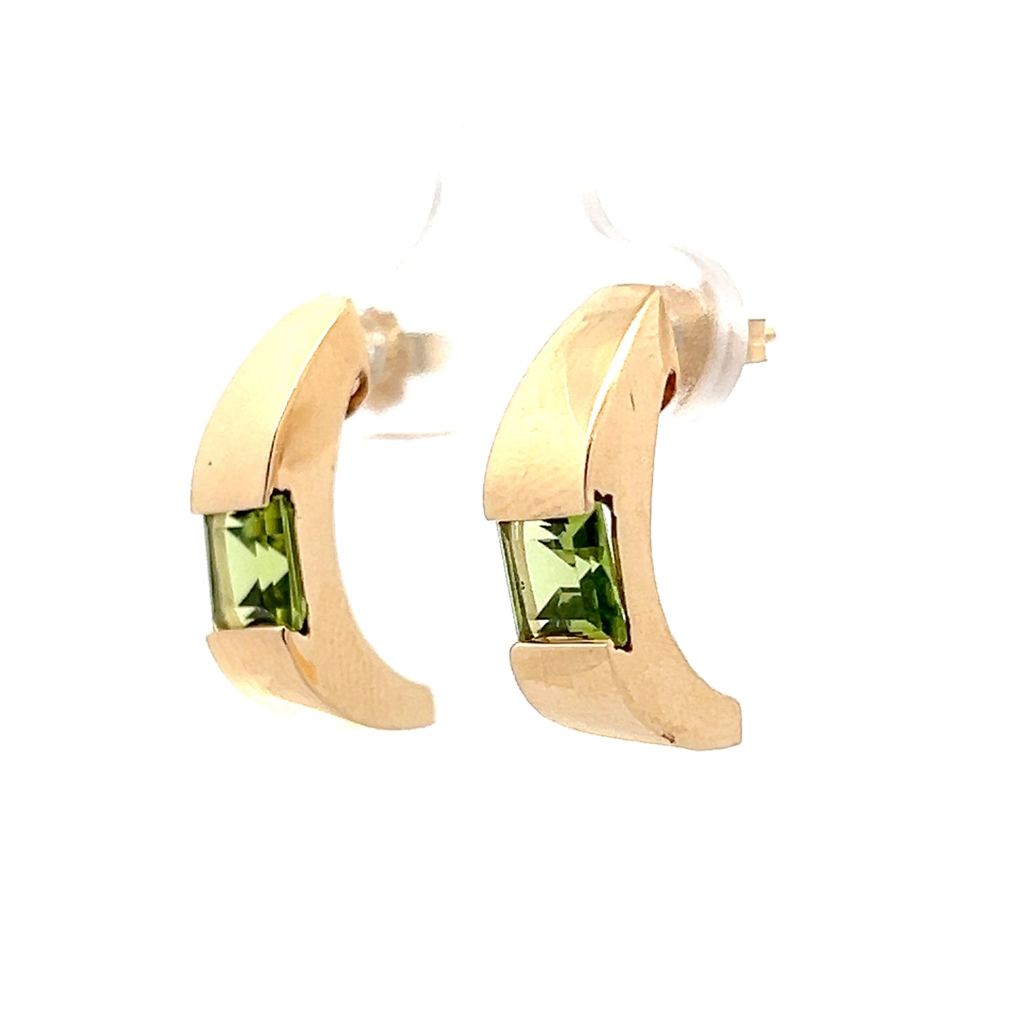 2 Carat Square Cut Peridot Hoop Earrings in 14k