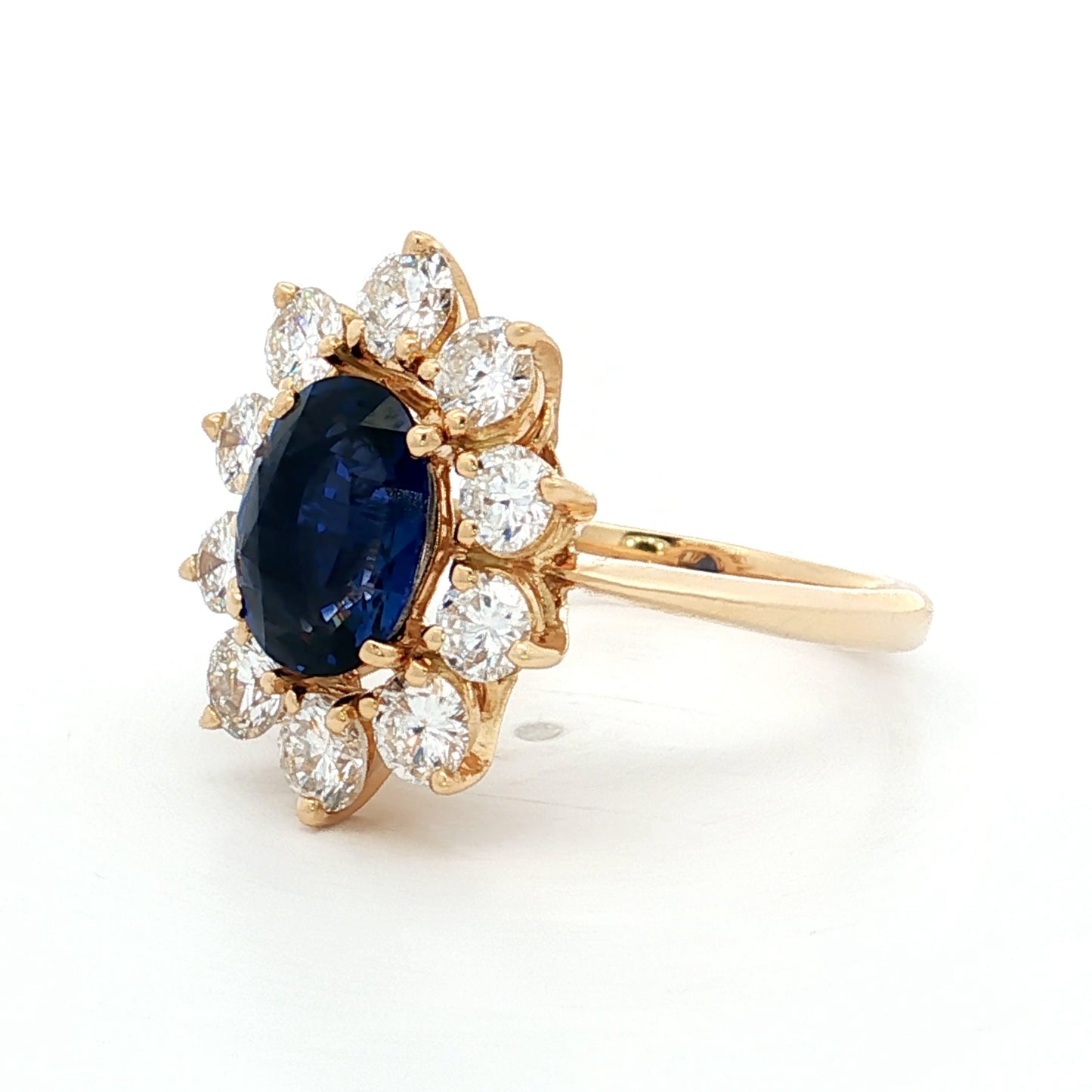 2.29 Oval Blue Sapphire & Diamond Cocktail Ring 18k