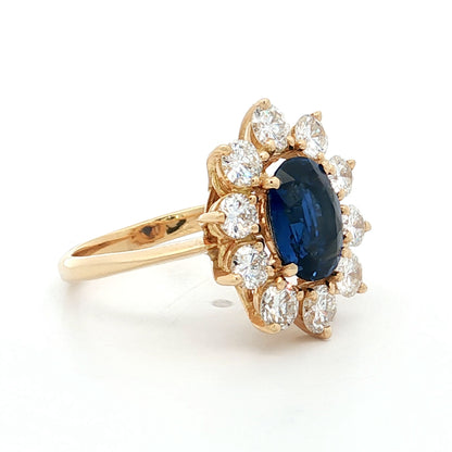 2.29 Oval Blue Sapphire & Diamond Cocktail Ring 18k