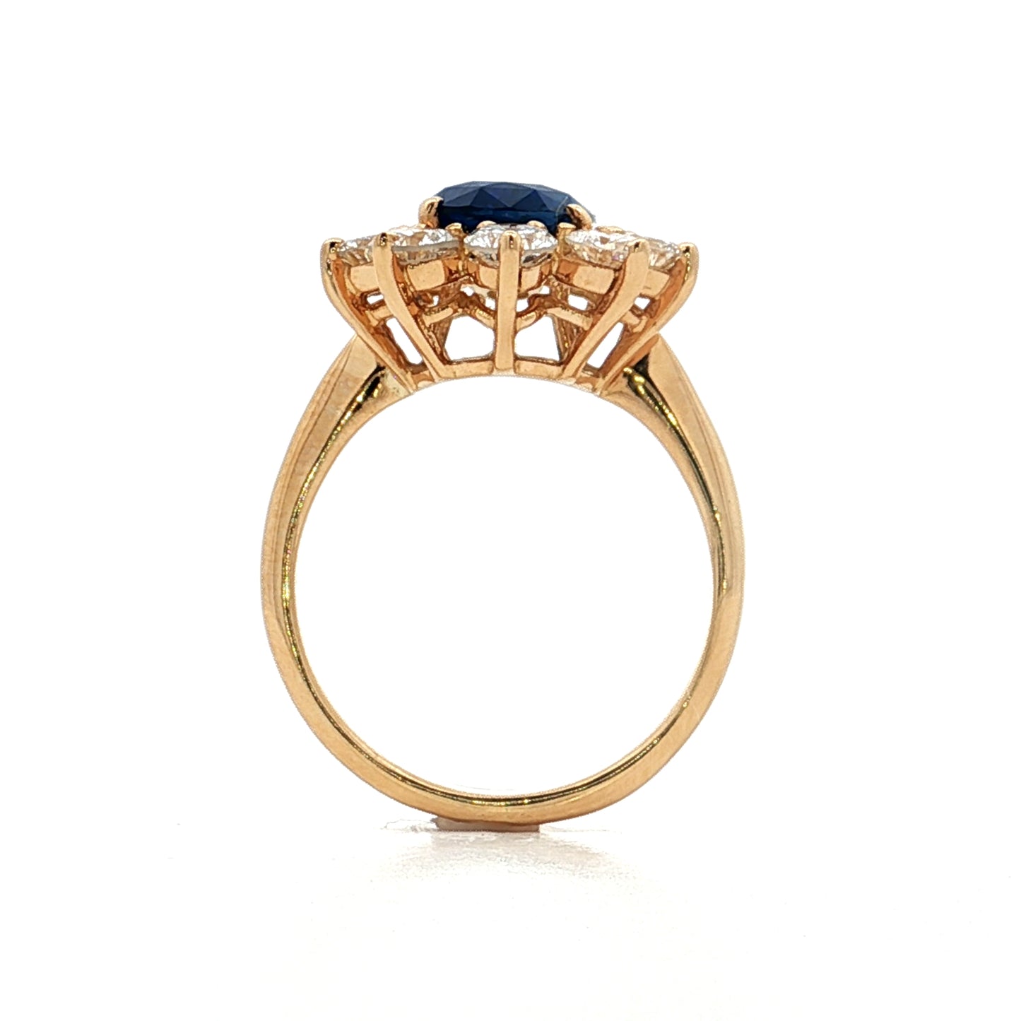 2.29 Oval Blue Sapphire & Diamond Cocktail Ring 18k