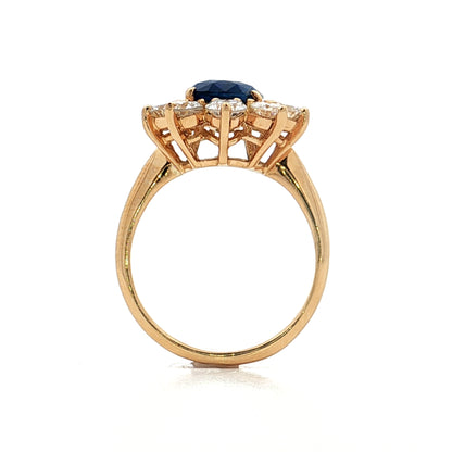 2.29 Oval Blue Sapphire & Diamond Cocktail Ring 18k