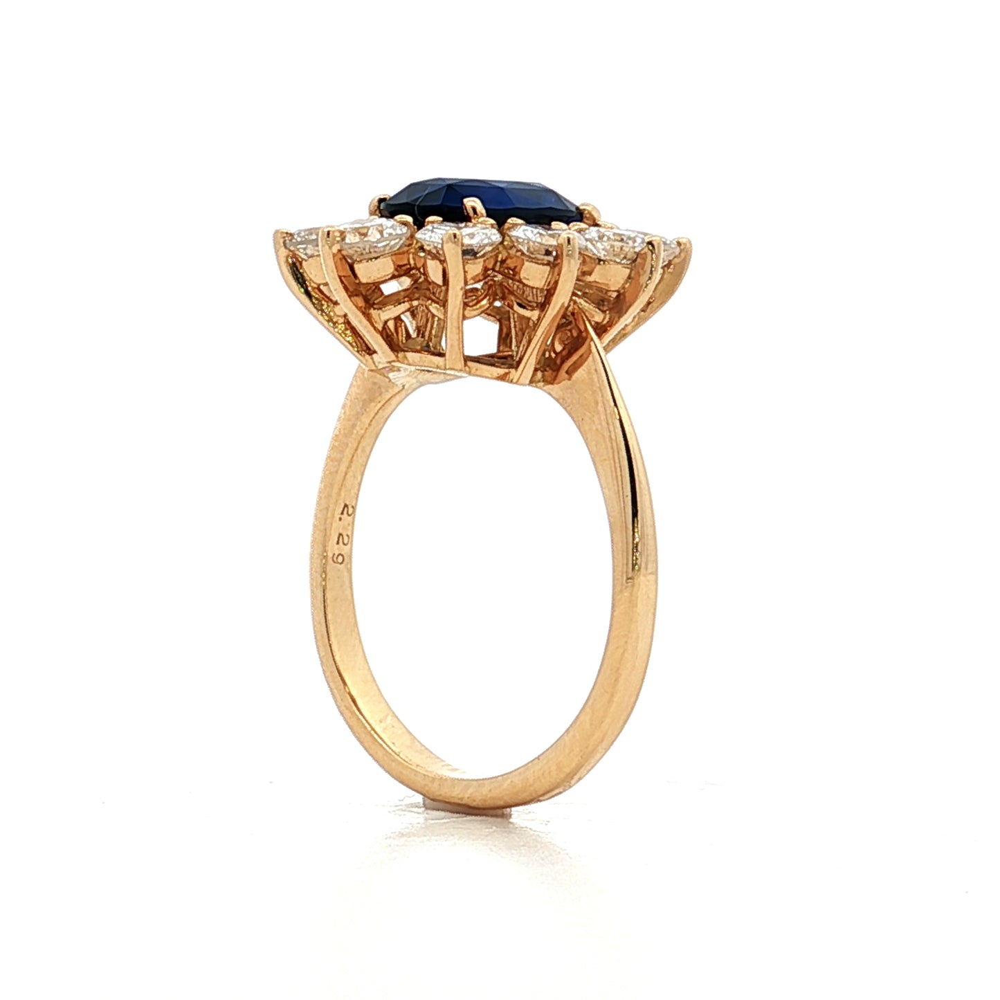 2.29 Oval Blue Sapphire & Diamond Cocktail Ring 18k