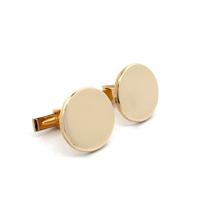 Mens Circular Cufflinks in 14k Yellow Gold
