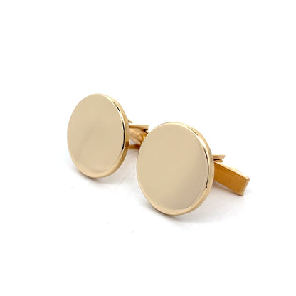 Mens Circular Cufflinks in 14k Yellow Gold