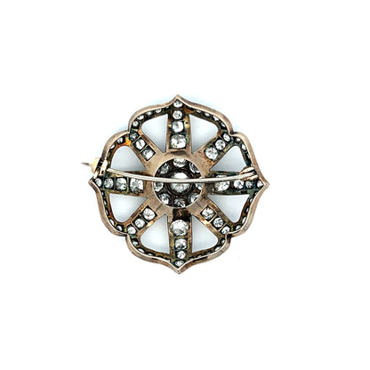 5.71 Antique Victorian Diamond Brooch in 14k/Sterling