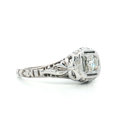.25 Vintage Deco Diamond Engagement Ring in 18k