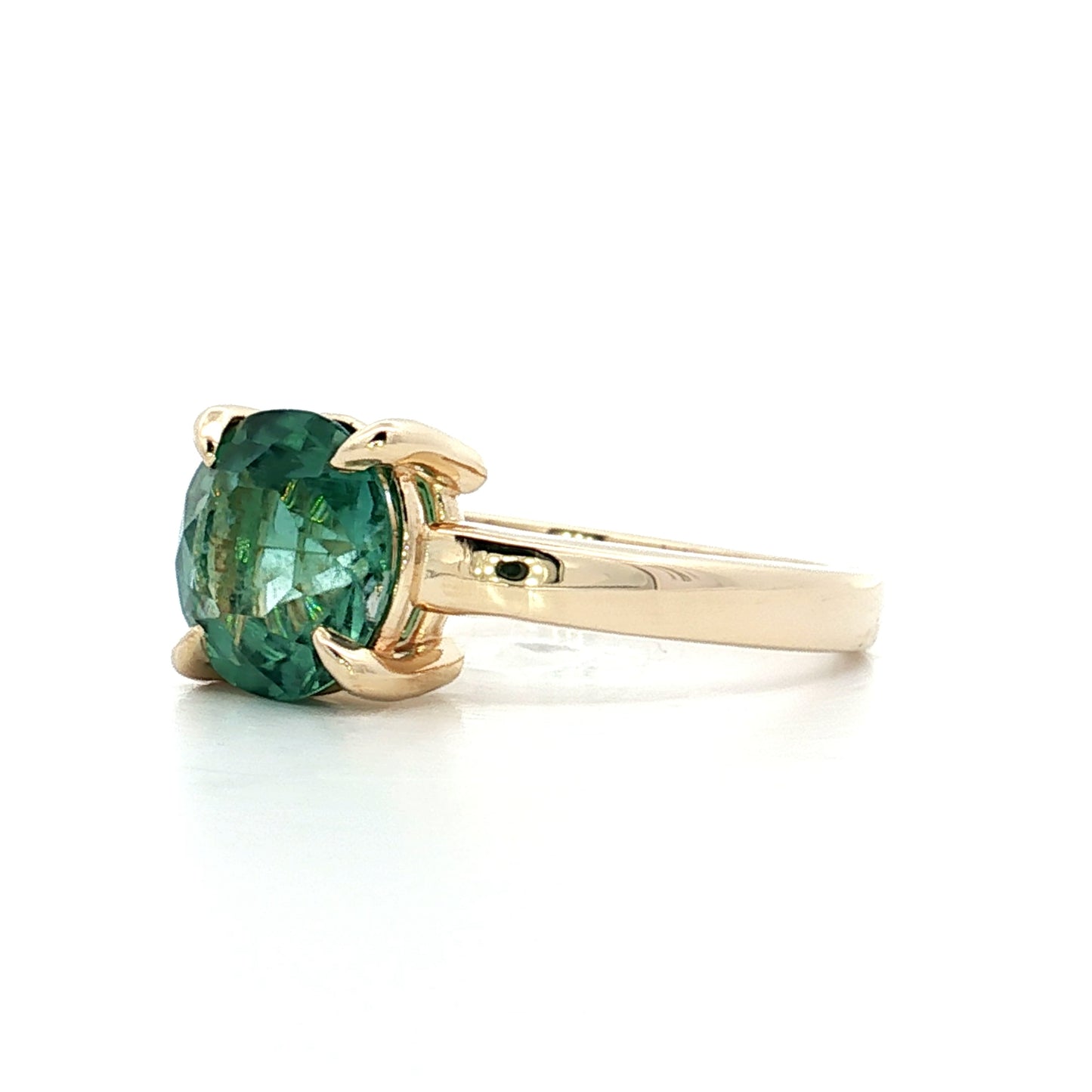2.35 Green Tourmaline Engagement Ring in 14k Yellow Gold