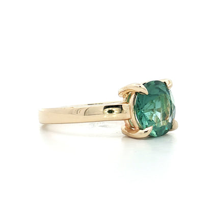 2.35 Green Tourmaline Engagement Ring in 14k Yellow Gold