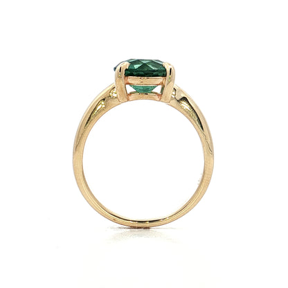 2.35 Green Tourmaline Engagement Ring in 14k Yellow Gold