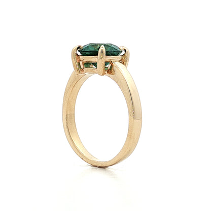 2.35 Green Tourmaline Engagement Ring in 14k Yellow Gold