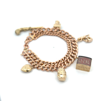 Antique Victorian Curb Link Charm Bracelet  in 9k
