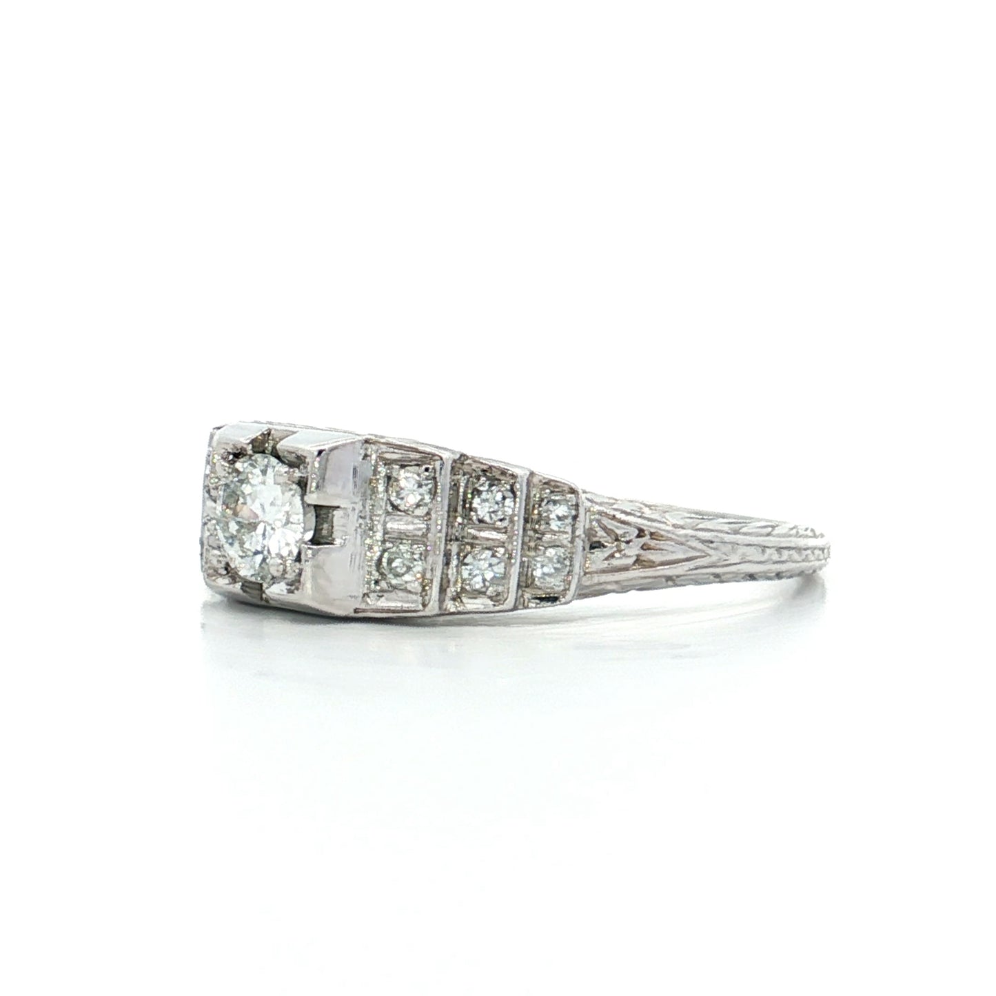 .25 Vintage Deco Transitional Diamond Engagement Ring 18k