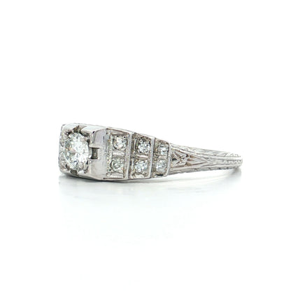 .25 Vintage Deco Transitional Diamond Engagement Ring 18k