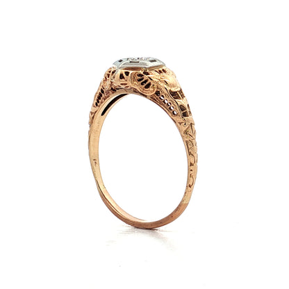 .14 Vintage Retro Diamond Filigree Engagement Ring 14k