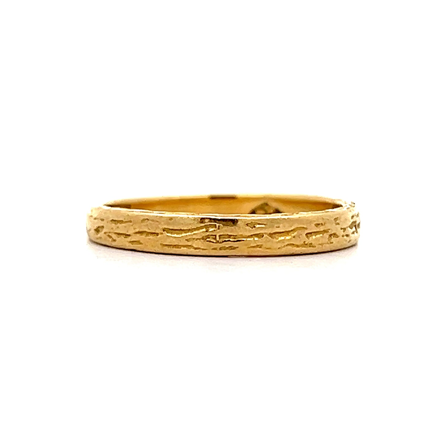 Vintage Bark Textured Wedding Band in 18k Yellow Gold