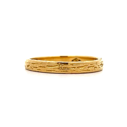 Vintage Bark Textured Wedding Band in 18k Yellow Gold