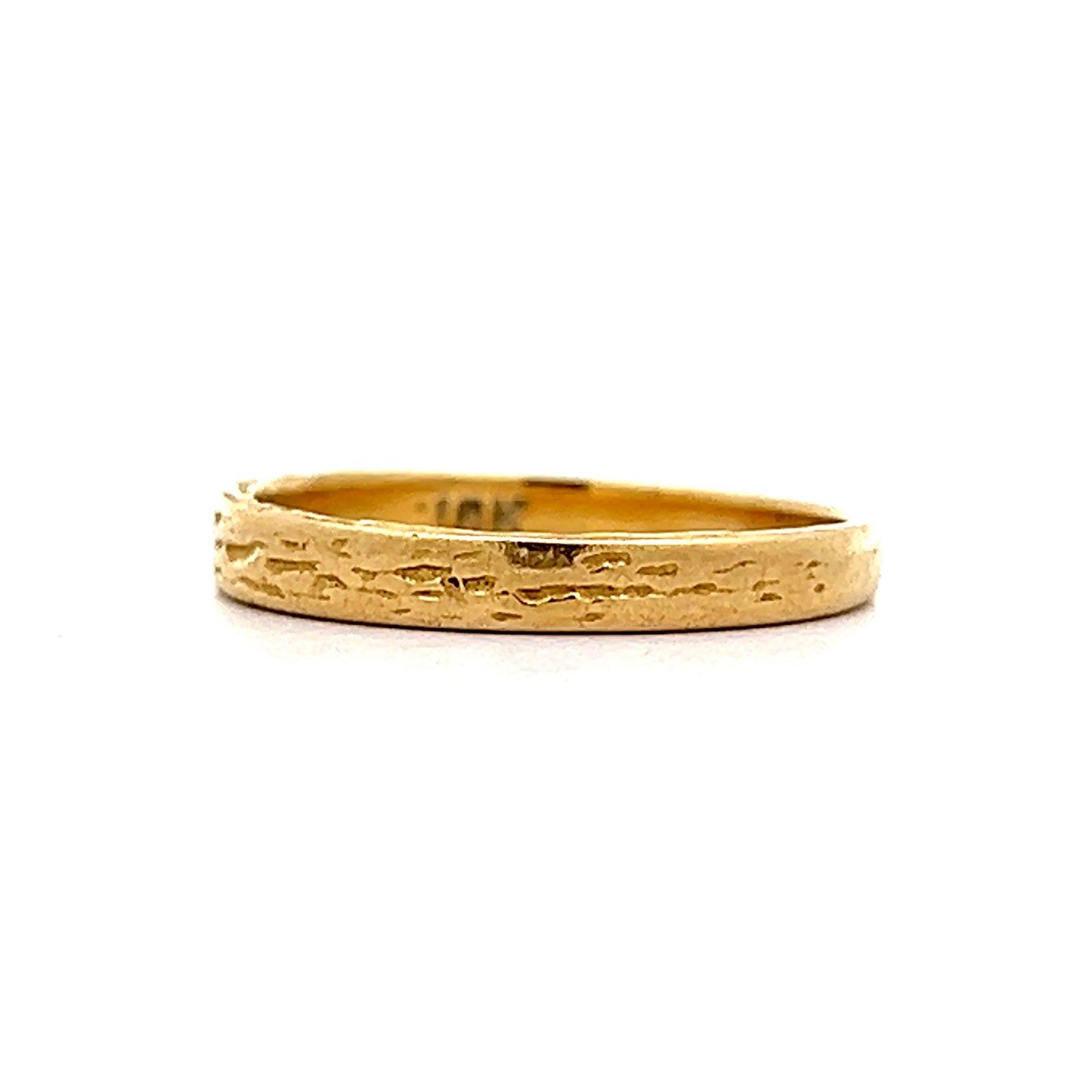Vintage Bark Textured Wedding Band in 18k Yellow Gold