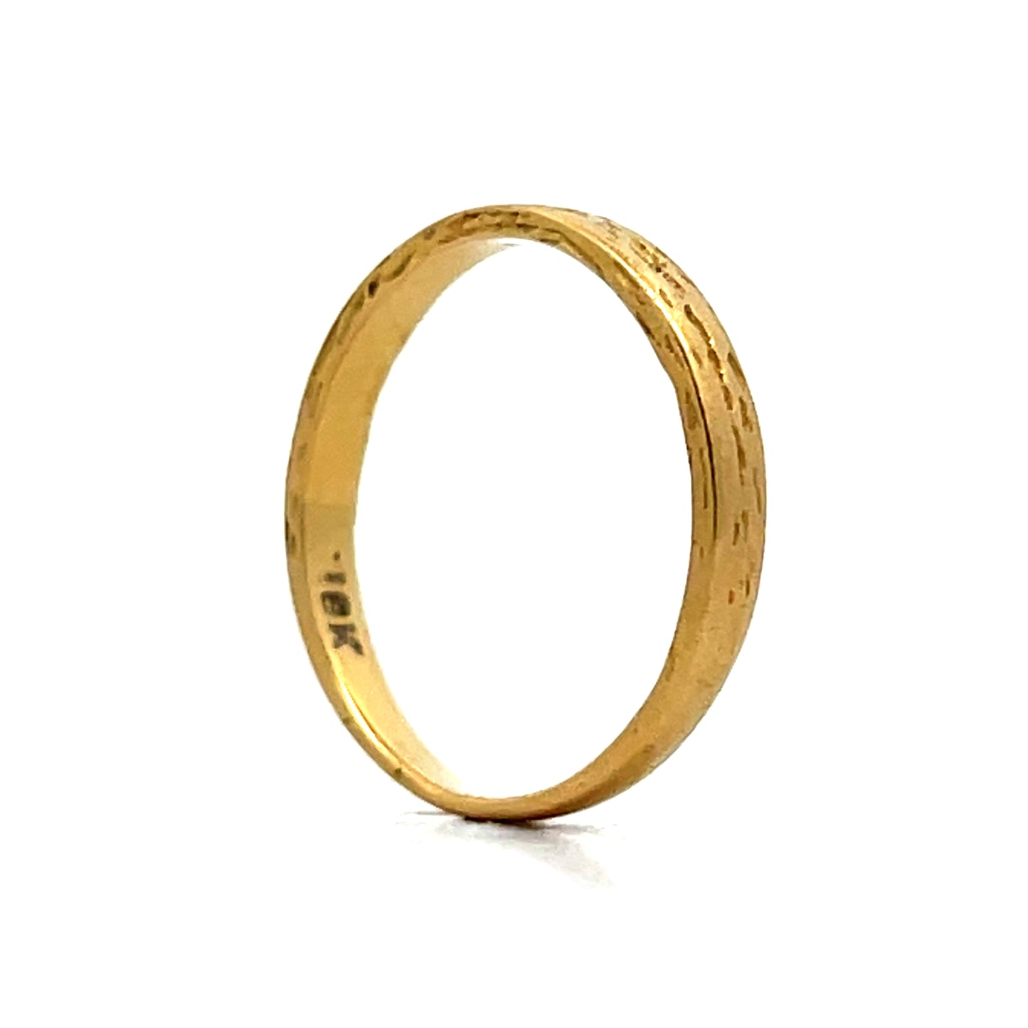 Vintage Bark Textured Wedding Band in 18k Yellow Gold