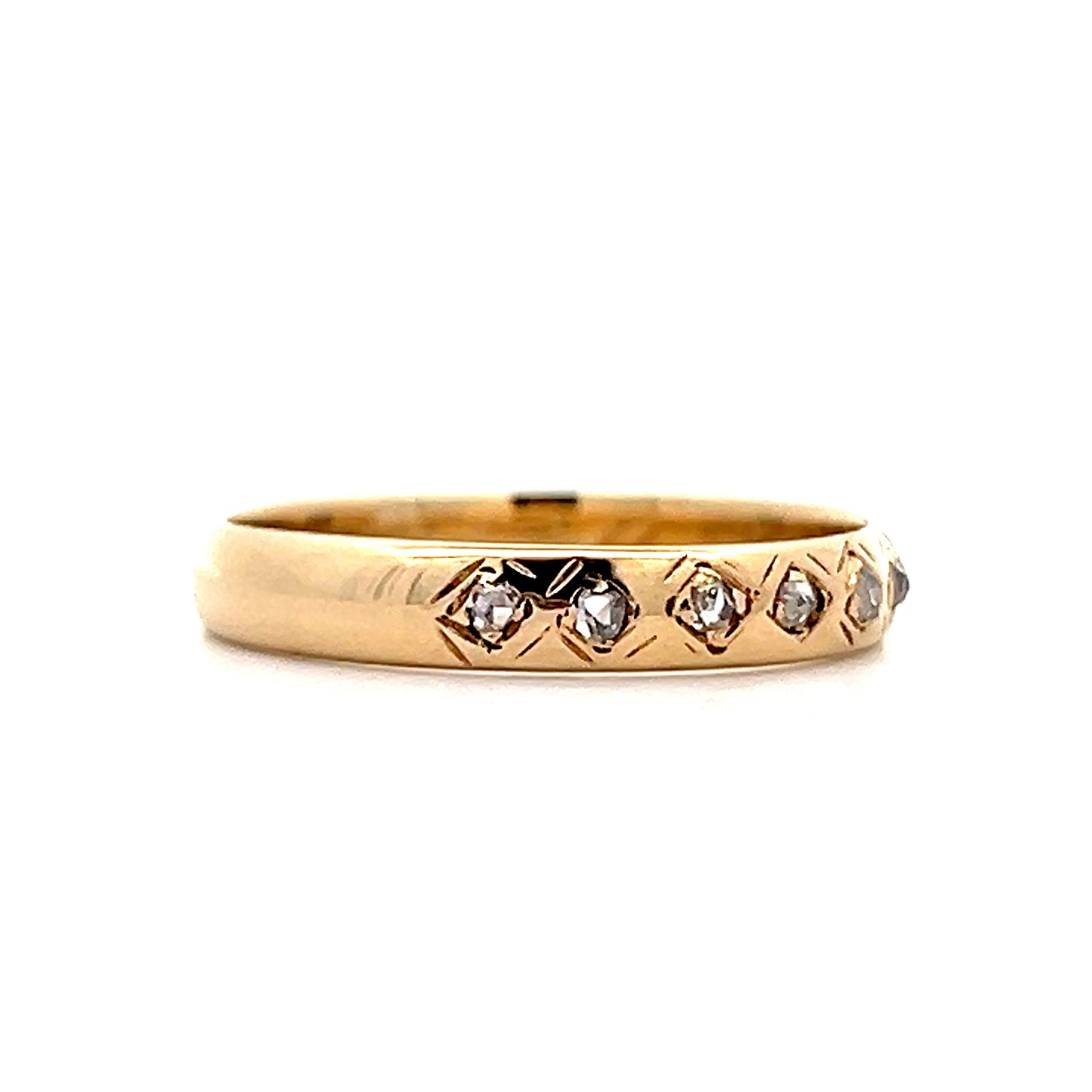 .98 Vintage Retro Diamond Band in 14k Yellow Gold