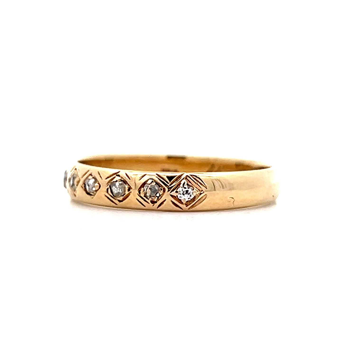 .98 Vintage Retro Diamond Band in 14k Yellow Gold