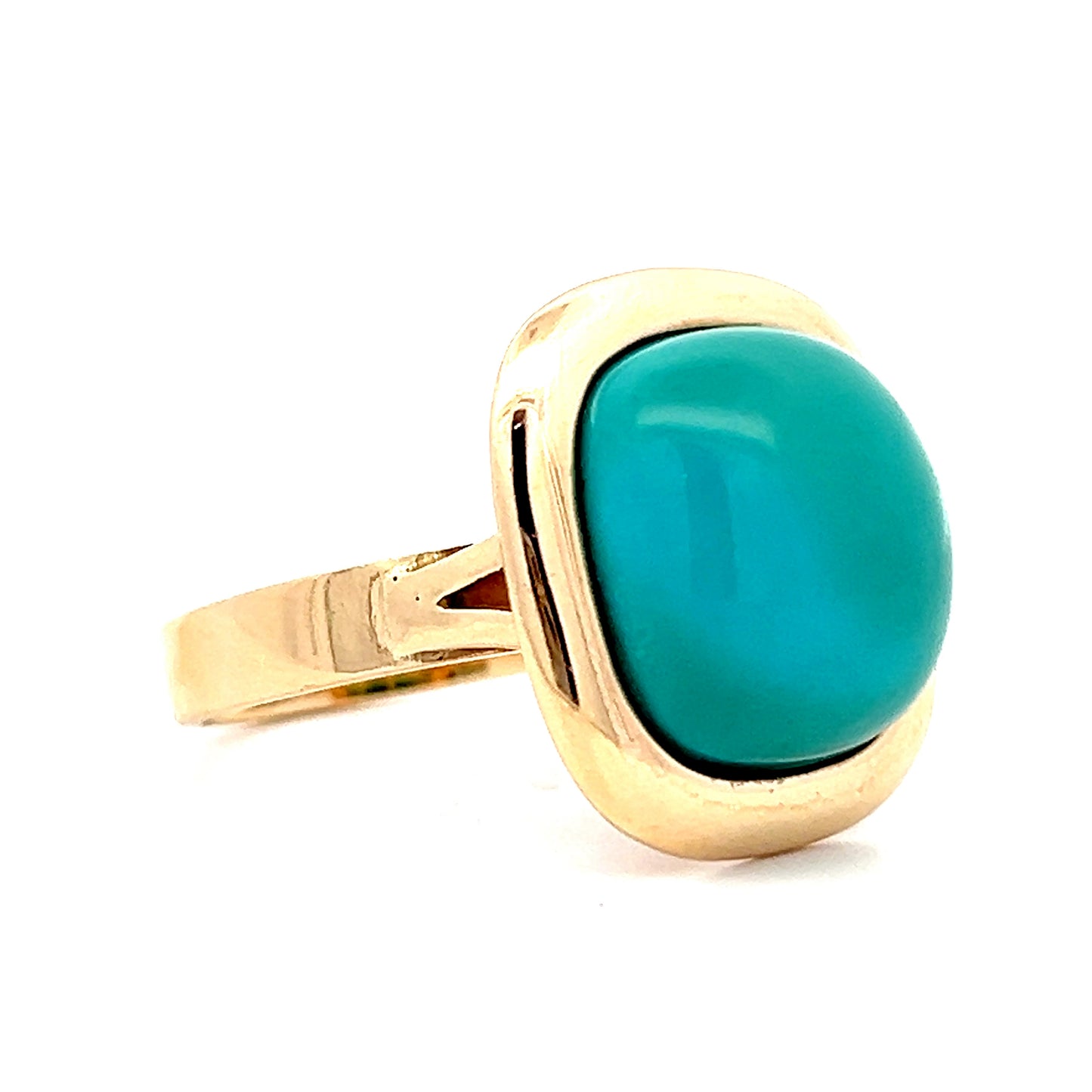 13.20 Cabochon Turquoise Statement Cocktail Ring in 14k