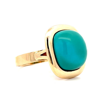 13.20 Cabochon Turquoise Statement Cocktail Ring in 14k