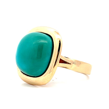 13.20 Cabochon Turquoise Statement Cocktail Ring in 14k