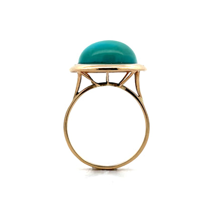 13.20 Cabochon Turquoise Statement Cocktail Ring in 14k