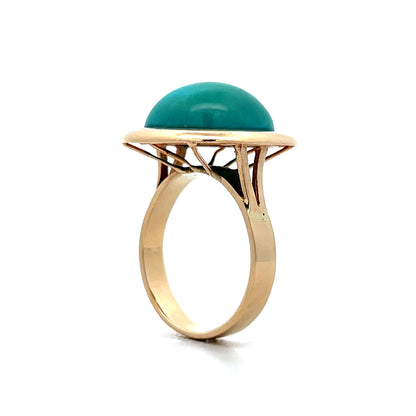 13.20 Cabochon Turquoise Statement Cocktail Ring in 14k