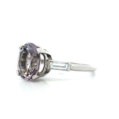 2.43 Vintage Lavender Spinel Engagement Ring in Platinum