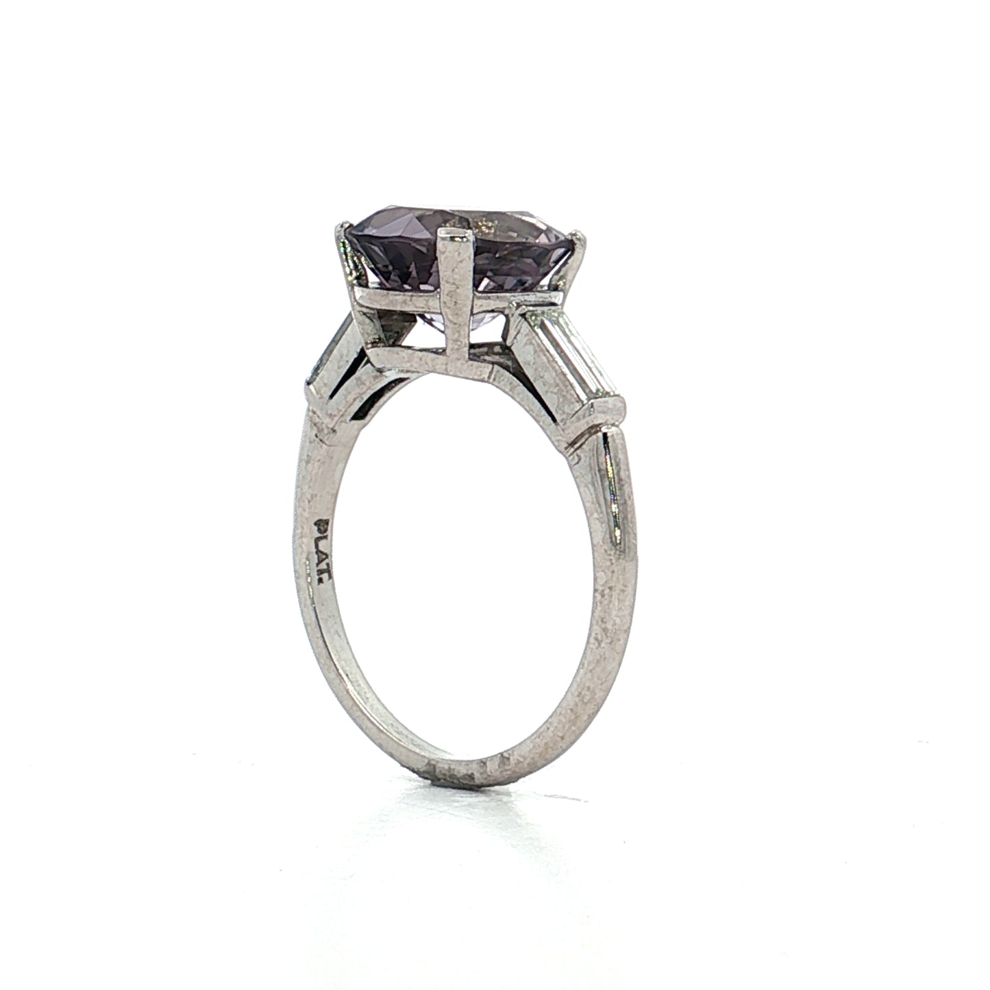 2.43 Vintage Lavender Spinel Engagement Ring in Platinum