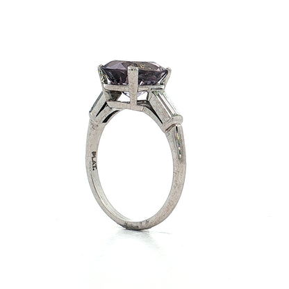 2.43 Vintage Lavender Spinel Engagement Ring in Platinum