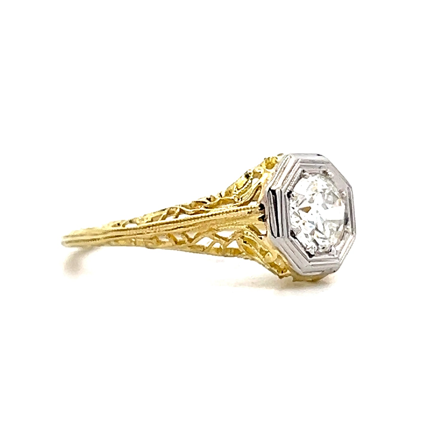 .65 Antique Deco Solitaire Diamond Engagement Ring 18k