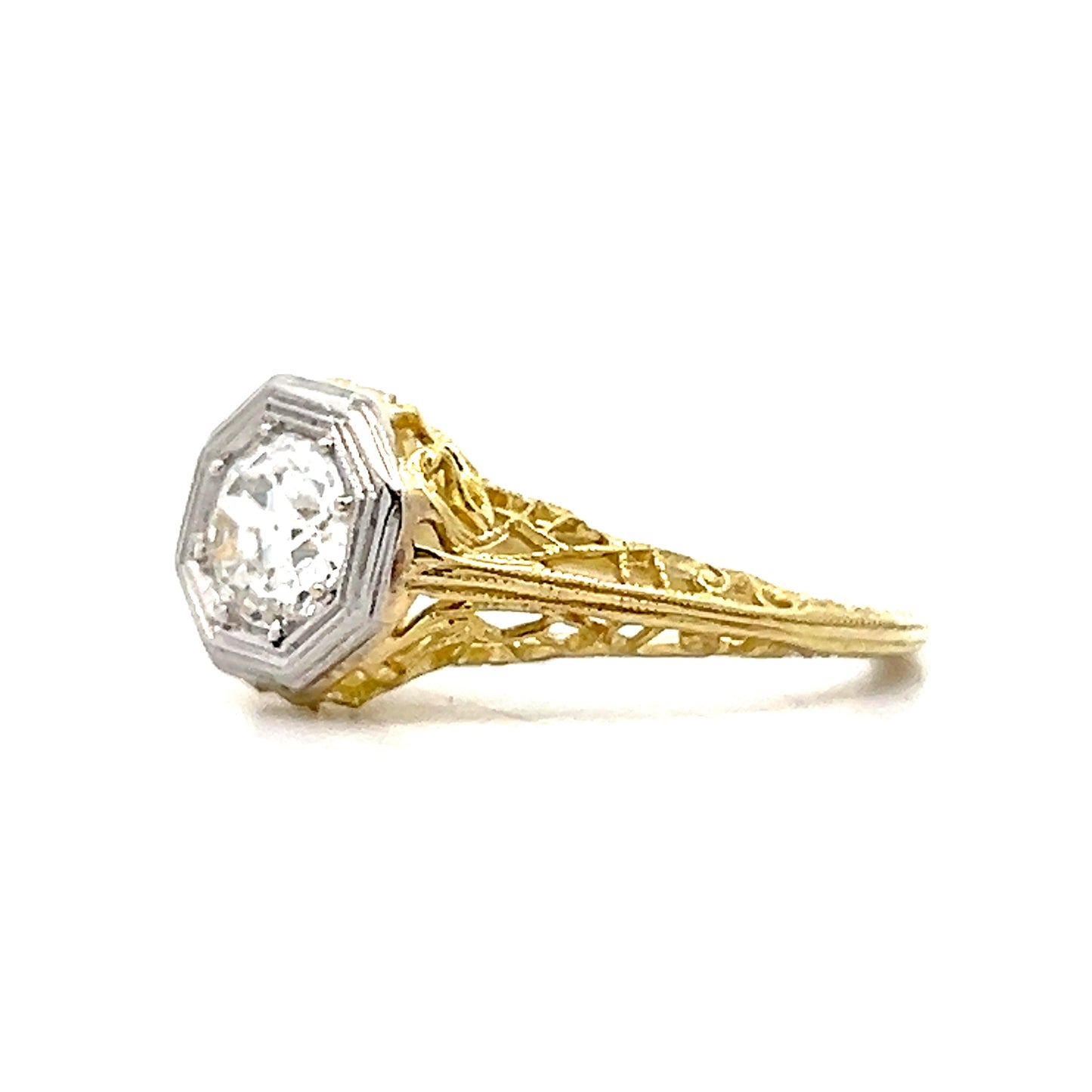 .65 Antique Deco Solitaire Diamond Engagement Ring 18k