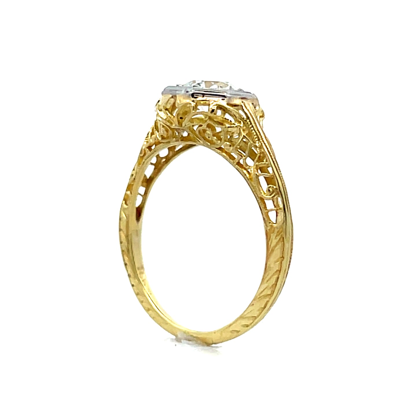 .65 Antique Deco Solitaire Diamond Engagement Ring 18k