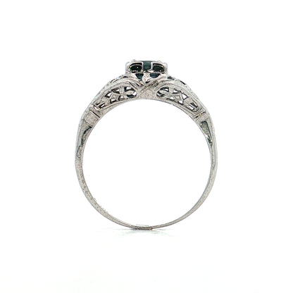 .72 Antique Art Deco Teal Sapphire Engagement Ring 18k
