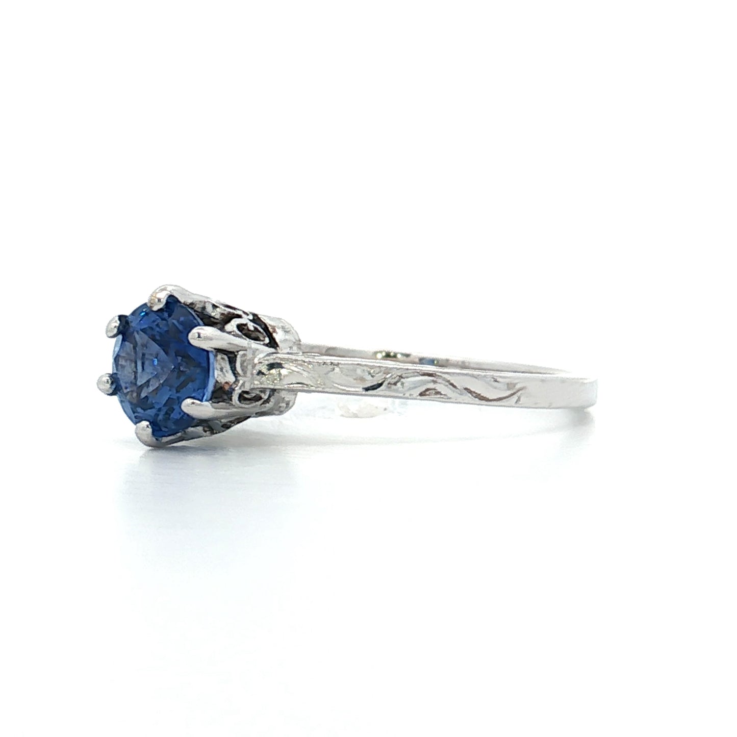 1.00 Antique Deco Sapphire Engagement Ring 14k