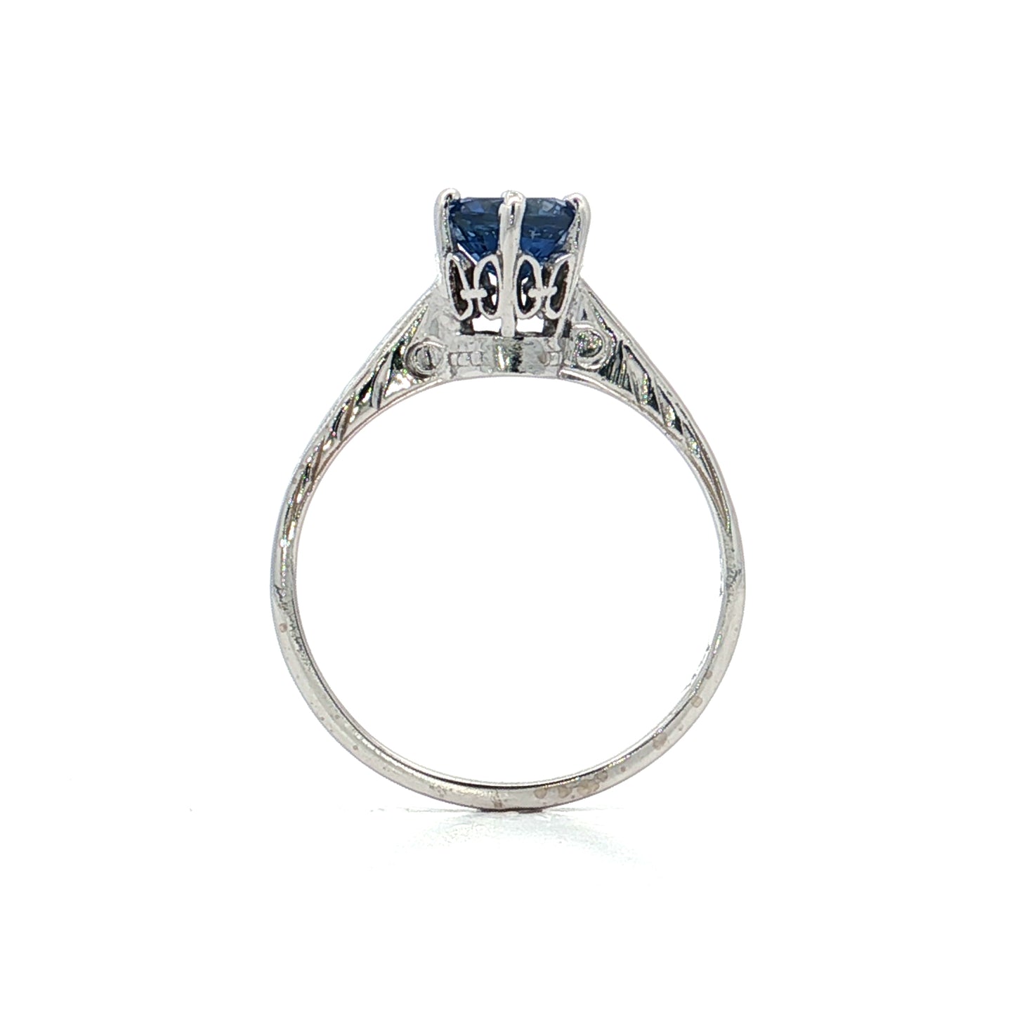 1.00 Antique Deco Sapphire Engagement Ring 14k