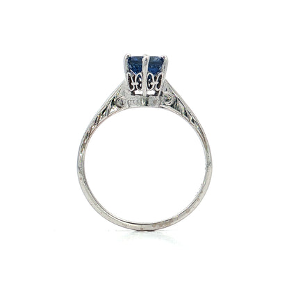 1.00 Antique Deco Sapphire Engagement Ring 14k